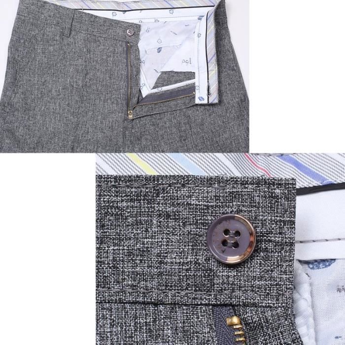 Calça de linho masculina INSFITY, corte reto, cintura alta, respirável - cinza escuro