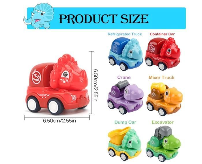 Toy Cars - 6 Pieces - Press and Go - Dinosaurs - For Children 1-3 Years Old