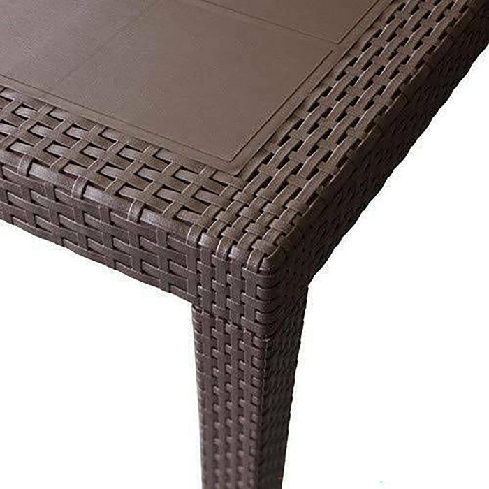 Mesa de exterior - DMORA - Roma - Efecto ratán - Extensible - Marrón