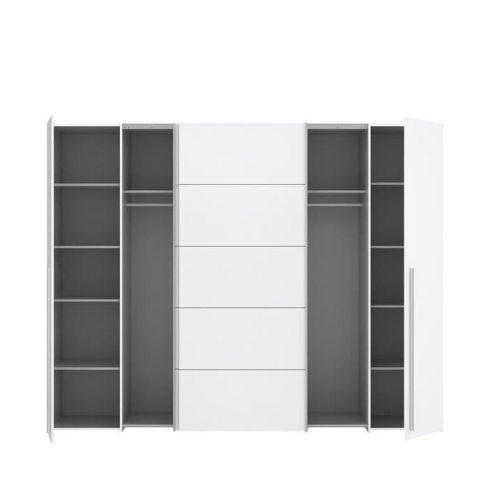 Kledingkast - Matwit - 2 draaideuren + 2 schuifdeuren - B 270,3 x D 61,2 x H 210 cm - NARAGO