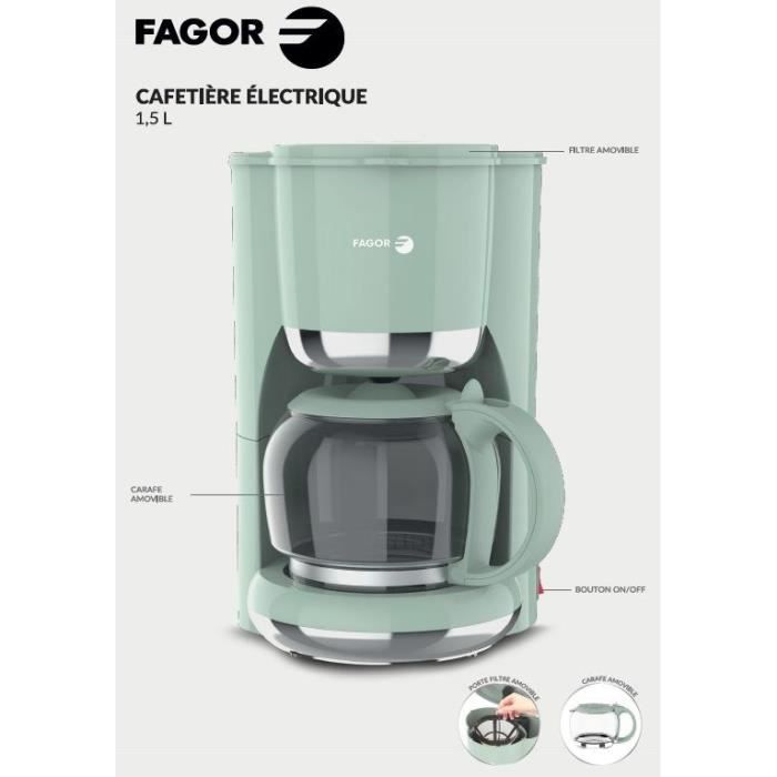 Cafetière filtre - FAGOR - FG1560 - 1,5L - 12 tasses - Maintien au chaud