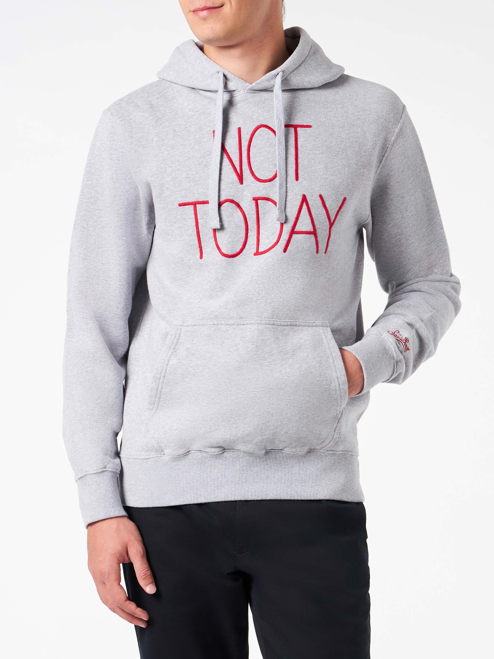 Sweat-shirt gris pour homme avec broderie « Not Today »