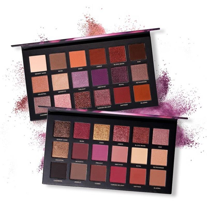 Paleta de Sombras Shimmer Matte com 18 Cores Cromadas, Pigmentadas em Tons Nude, Sombra Compacta de Longa Duração.