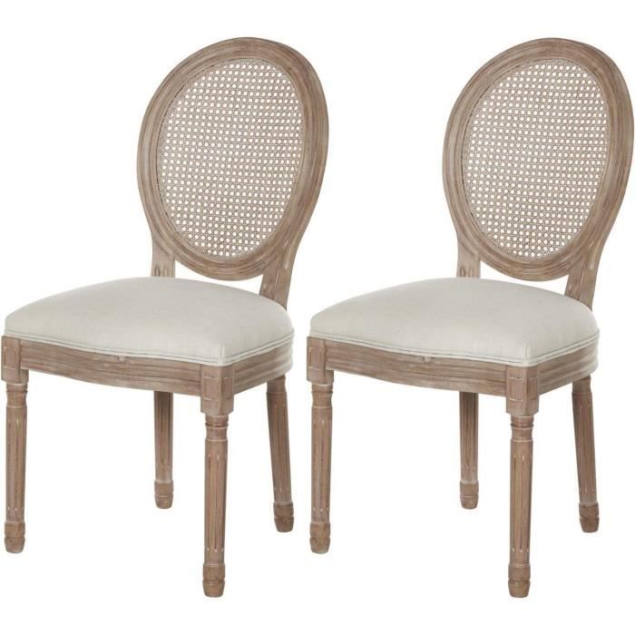 Καρέκλα ATHM DESIGN MEDAILLON – Σχεδιασμός, ύφασμα & ξύλο, μπεζ (Σετ 2 τεμαχίων)