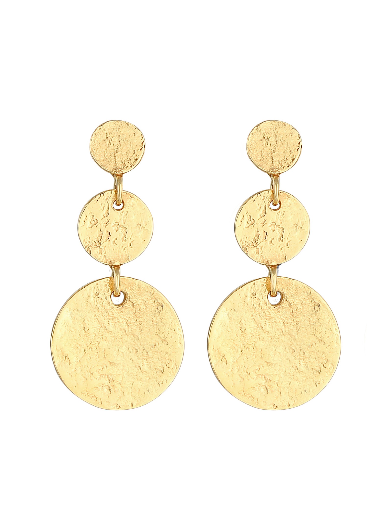 Elli Femmes Pendentif d'oreilles Rétro Plaquette Vintage Organique en Argent Sterling 925 Plaqué Or