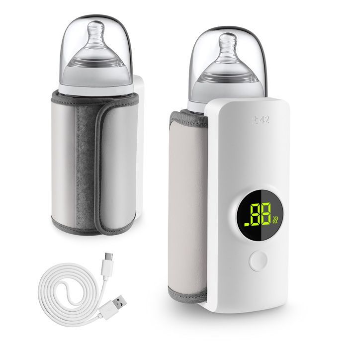 Chauffe-biberon électrique portable, Chauffe-biberon mobile pour bébé 6000mAh, isolation 48 h Chauffe-biberon de voyage