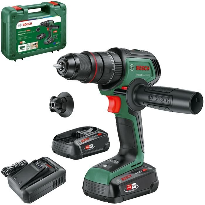 Taladro percutor AdvancedImpact - 18V-80 - 2 baterías de 2,5 Ah - Portabrocas metálico de 13 mm - Inalámbrico