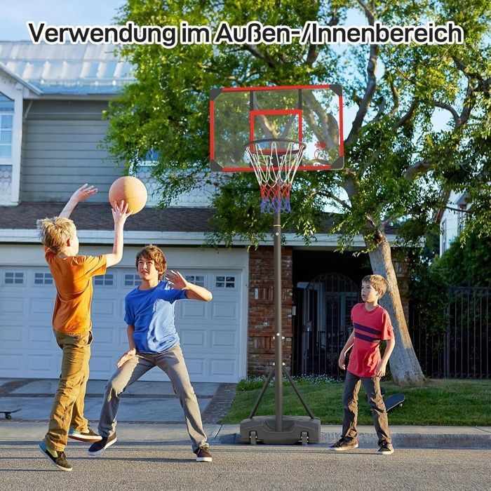 Aro de baloncesto NECHE - Altura ajustable 147-260 cm - Rojo - Uso interior/exterior - Unisex