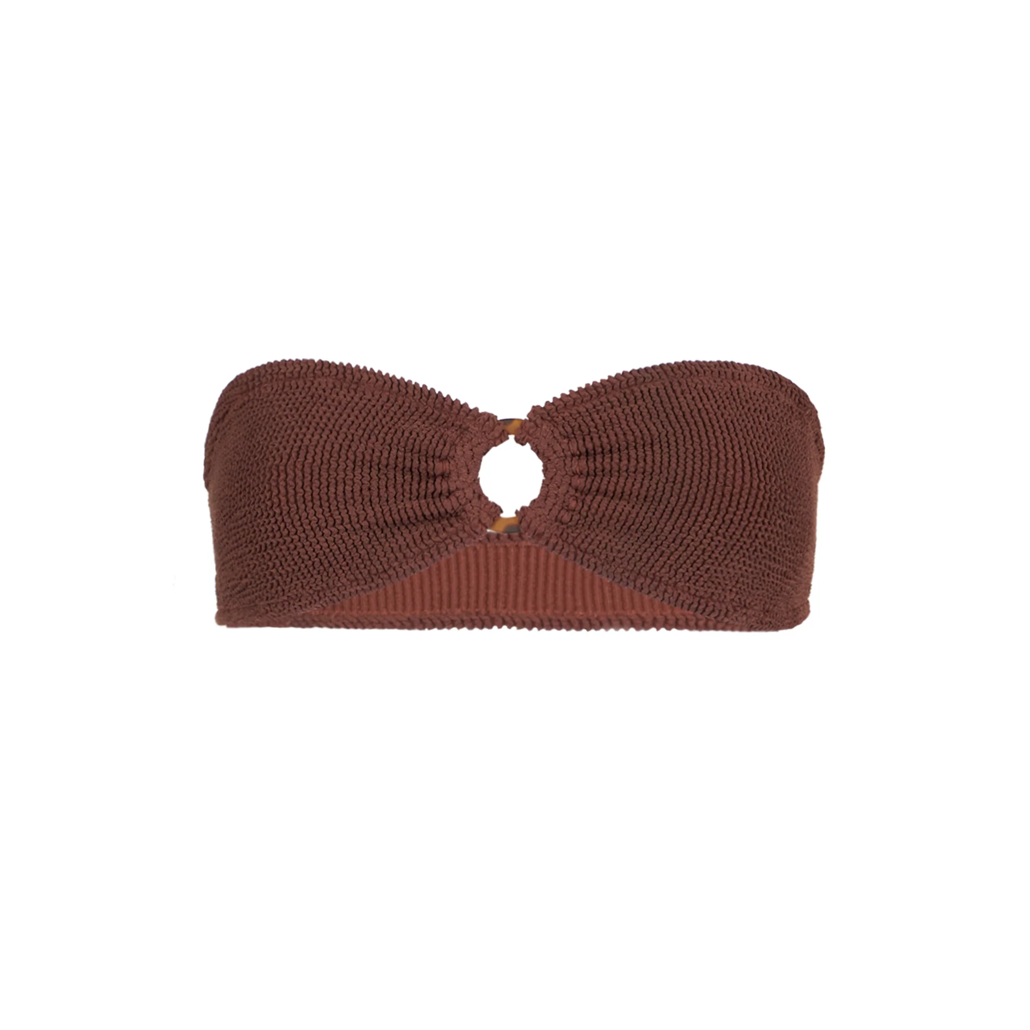 Top bandeau marrón arrugado