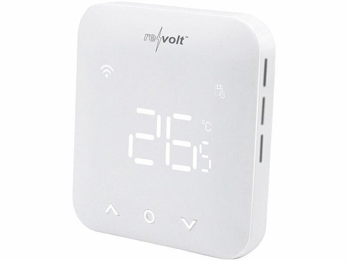 Actuador de calefacción por suelo radiante conectado a la aplicación FHS-800 con termostato remoto.