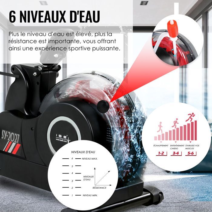 Vogatore idraulico pieghevole ISE con Bluetooth, schermo LCD e 6 funzioni SY-2027