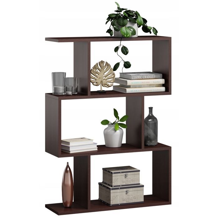 Libreria a 3 ripiani - Mobile contenitore in stile contemporaneo - Wengé - 76,4x28x107 cm