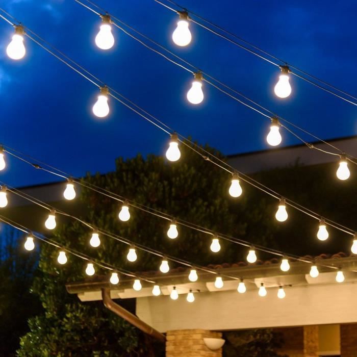 LOTTI Guirlande lumineuse extérieure guinguette d'été Party Light - Raccordable - 10 ampoules - 24V - Blanc chaud - 5,50 mètres