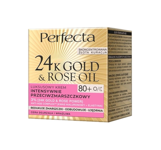 Perfecta Gold&Rose luksusowy krem przeciwzmarszczkowy na dzień i na noc 80  50ml