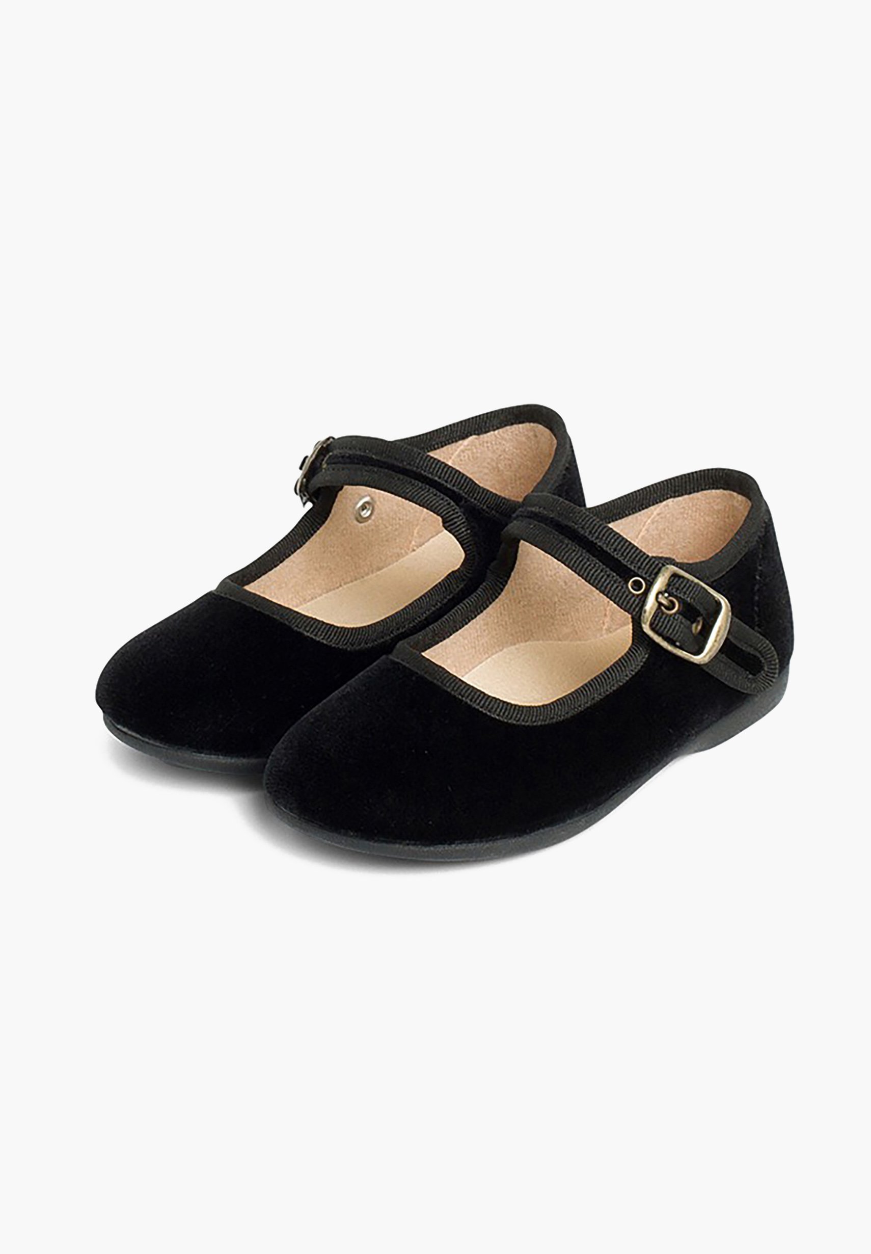 Pisamonas Samt-Babyschuhe mit Schnalle – Schwarz