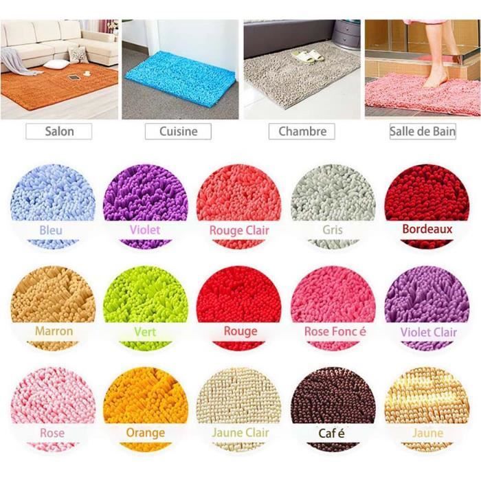 Tapis de salle de Bain Shaggy - Absorbant et Antidérapant - Gris - 40 x 60 cm