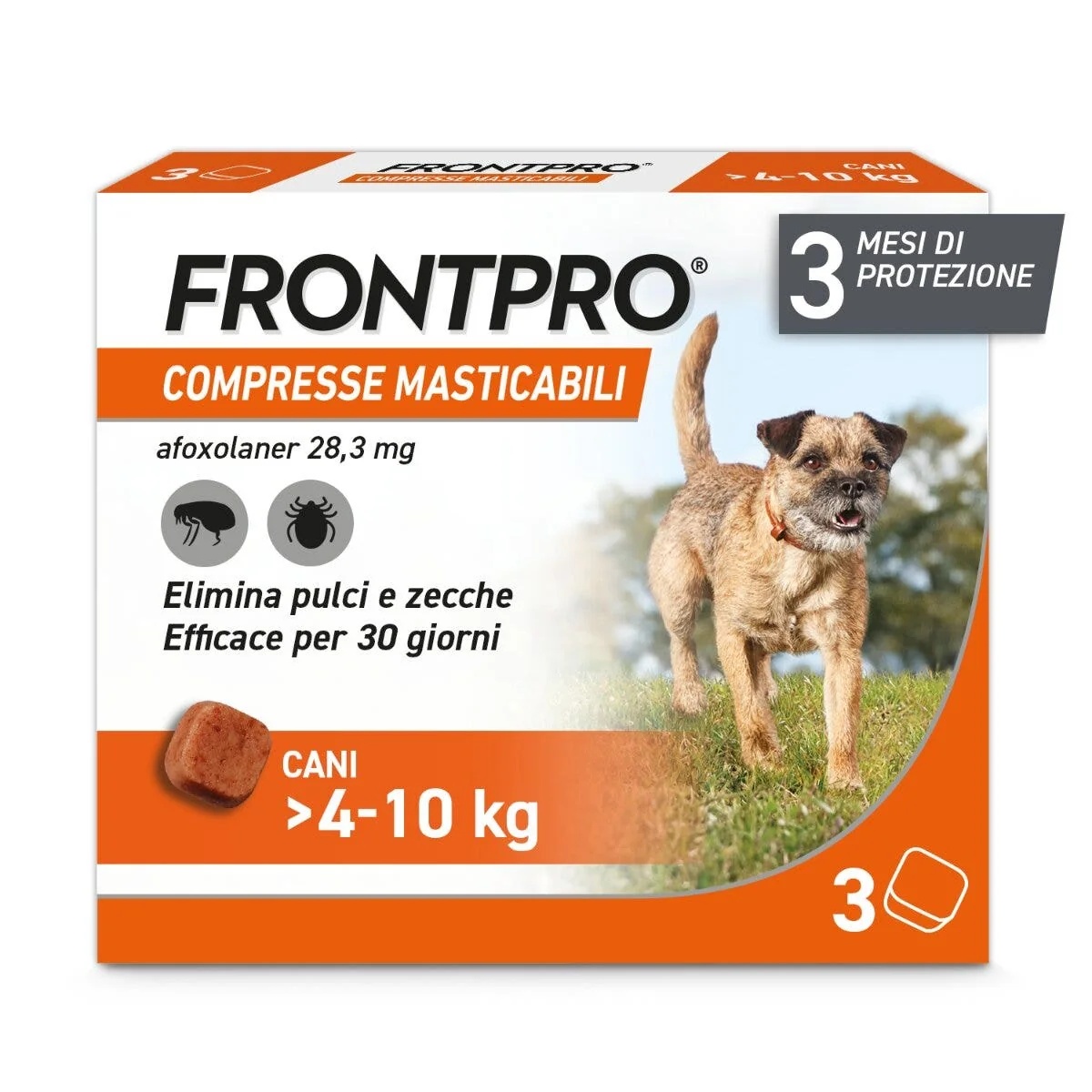 FRONTLINE Frontpro 3 comprimidos masticables 28,3 mg Perros de 4 a 10 kg