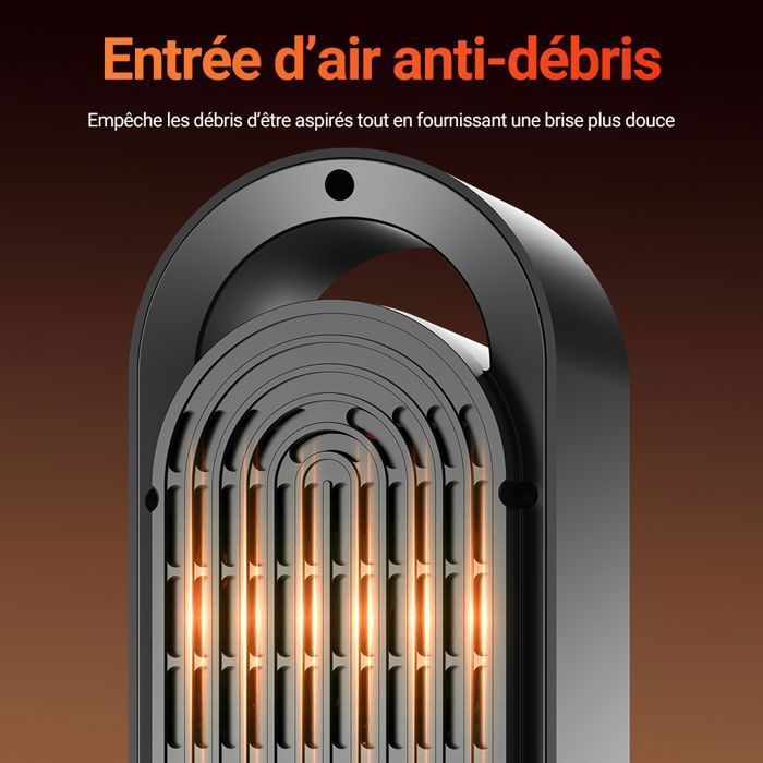 Calentador auxiliar PTC INKBIRD de 1350 W, elementos calefactores cerámicos, 7 velocidades, control táctil, protección antivuelco, funcionamiento silencioso.
