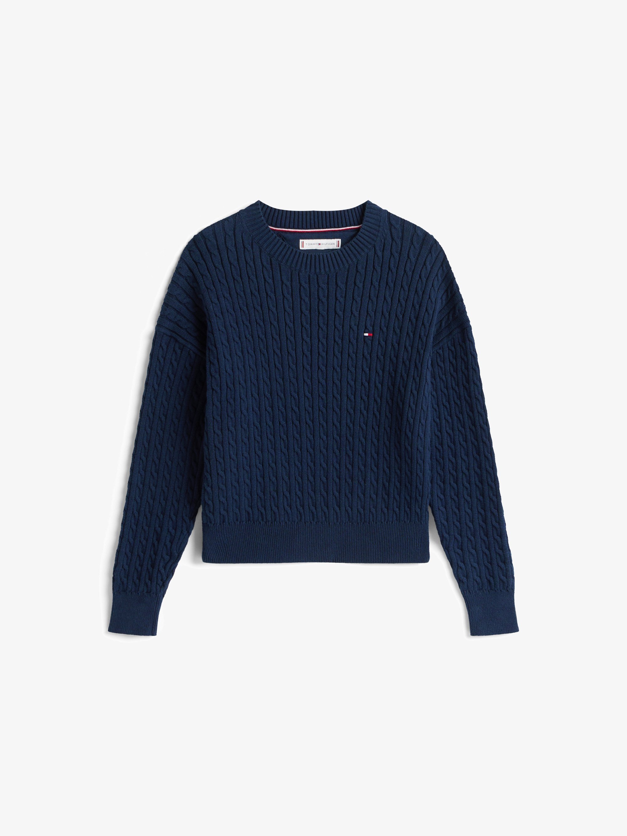 Tommy Hilfiger kabeltrui - trui - donkerblauw