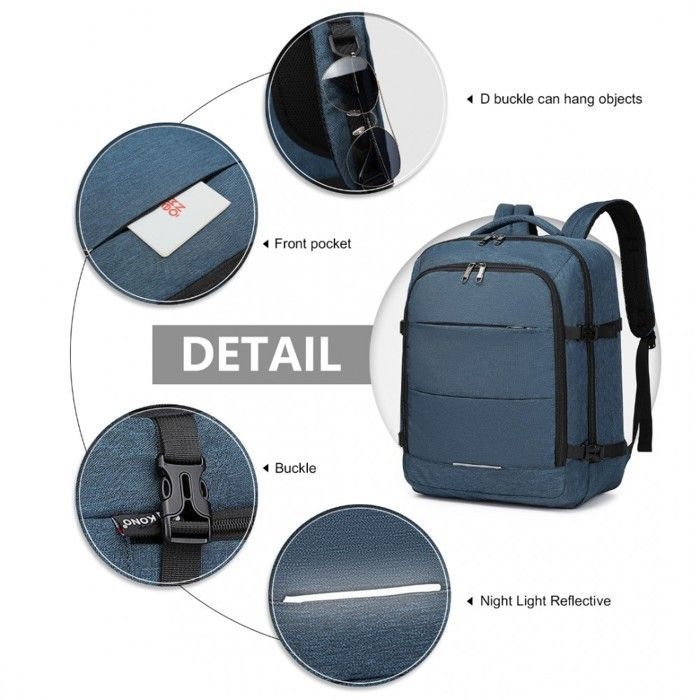 Kono Sac à Dos de Voyage 36x20x45cm Bagage à Main Approuvé comme Valise Cabine Sac pour Avion 30L Grande Capacité Homme
