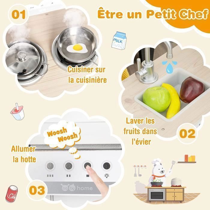 Cozinha de canto COSTWAY XXL para crianças a partir de 3 anos, com 5 acessórios, efeitos sonoros, telefone, geladeira e máquina de lavar.