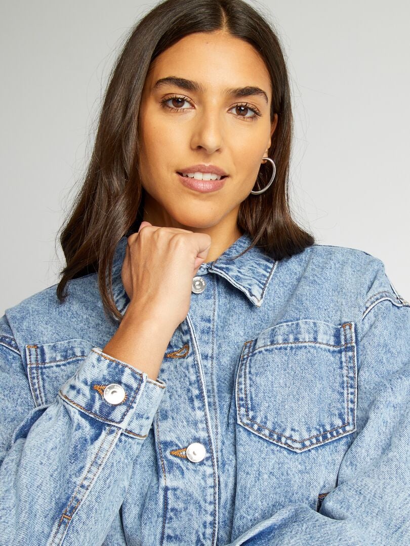 Jaqueta jeans curta - AZUL