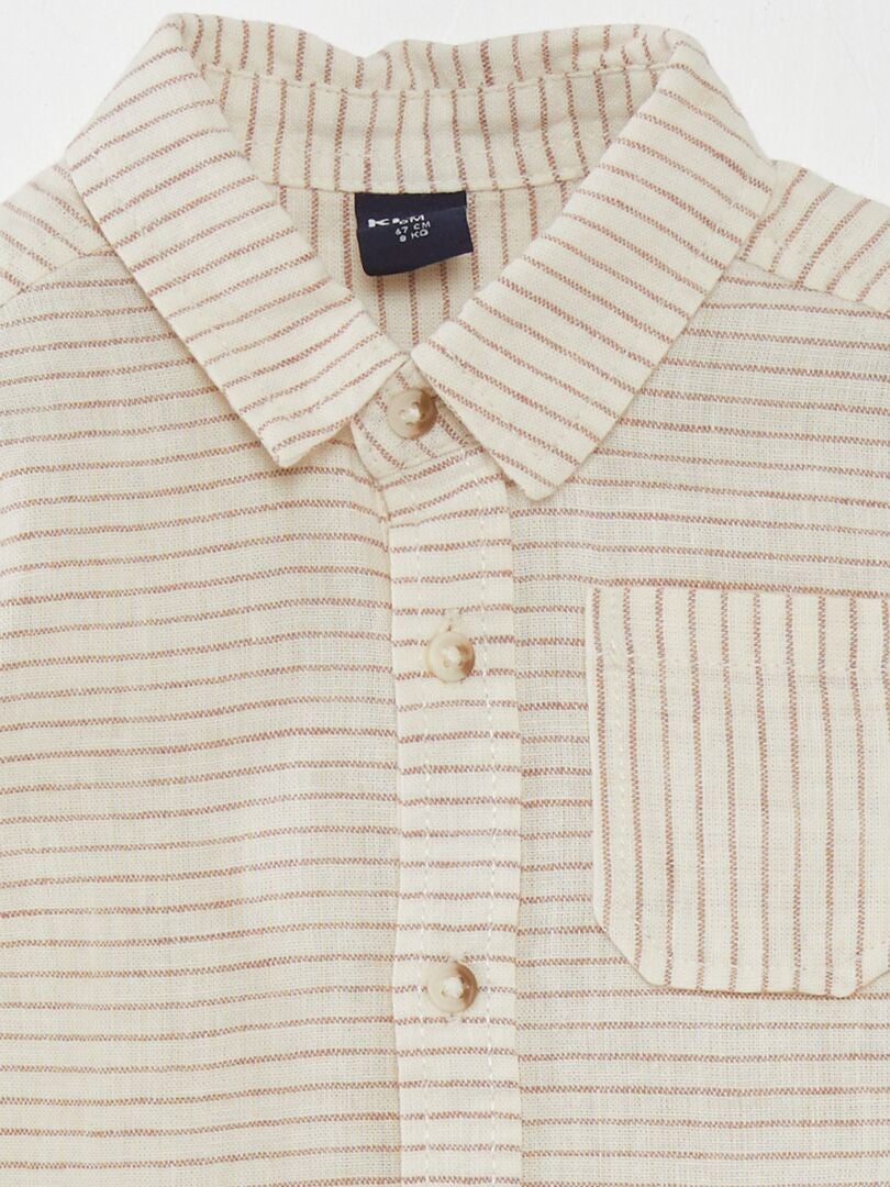 Camisa de linho listrada - BEGE