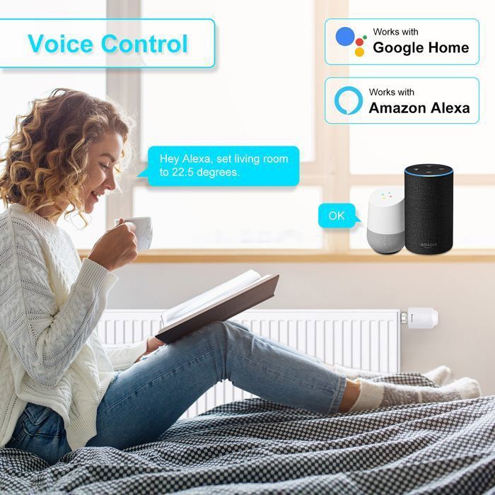 Paquete de 3 válvulas termostáticas para radiadores SALCAR con conexión WiFi, compatibles con Amazon Alexa y Google Assistant.