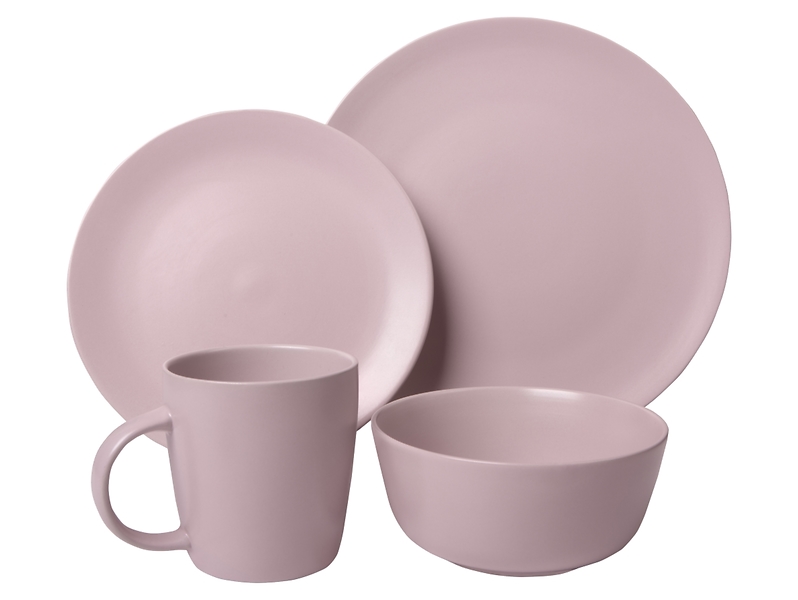 Komplet obiadowy 16 el. ceramiczny Color Pop różowy