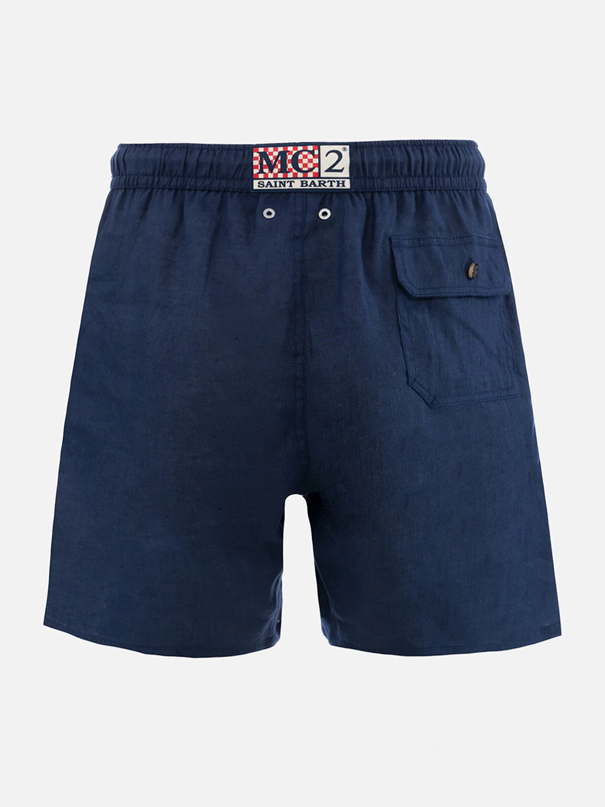 Costume mare lunghezza media Gustavia in lino blu navy