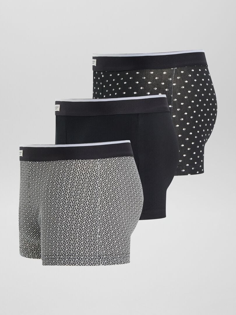 Conjunto de 3 bóxers elásticos - NEGRO