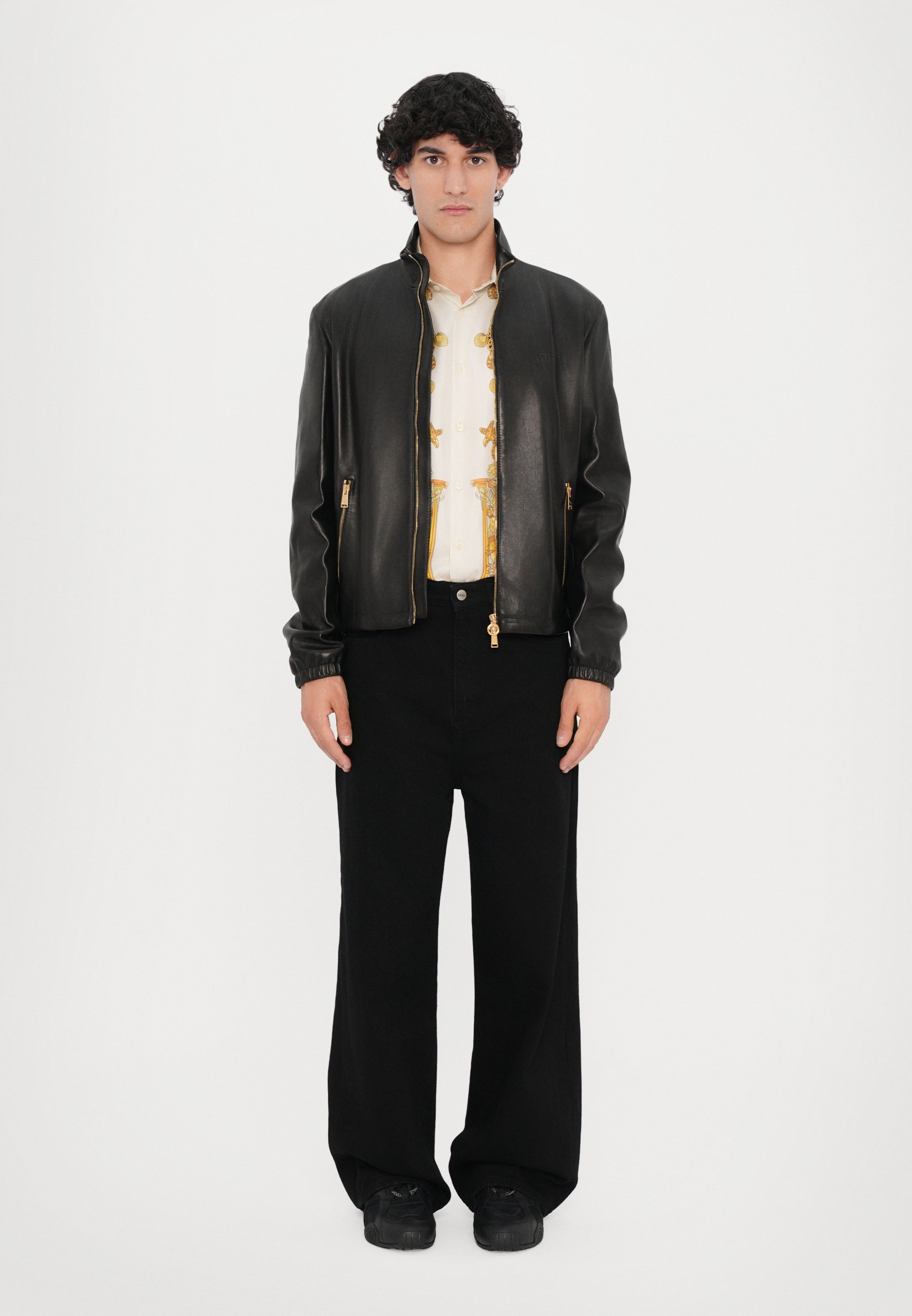 Versace BLOUSON - Veste en cuir - noire