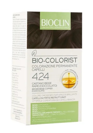 BIOCLIN Bioclin Bio-Colorist 4.24 Καφέ Μπεζ Χάλκινη Φυσική Βαφή Μαλλιών