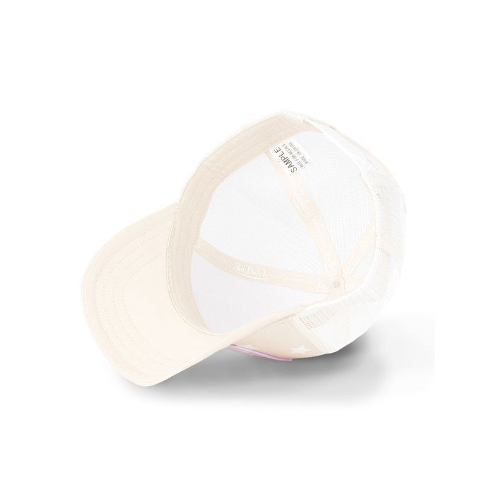 Vondutch Casquette trucker STAR Fille - Trucker - Filet Rigide - Beige | Blanc | Rose - Visière Arrondie