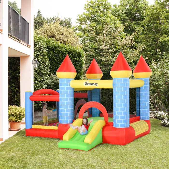 Outsunny - Opblaasbaar kasteel - Oxford-stof - 280x260x210cm - Meerkleurig