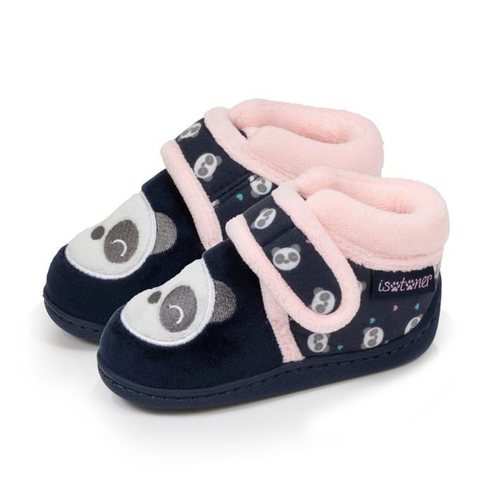 Pantofole Isotoner per bambina con chiusura in velcro, buon supporto per il piede, suola antiscivolo, blu navy