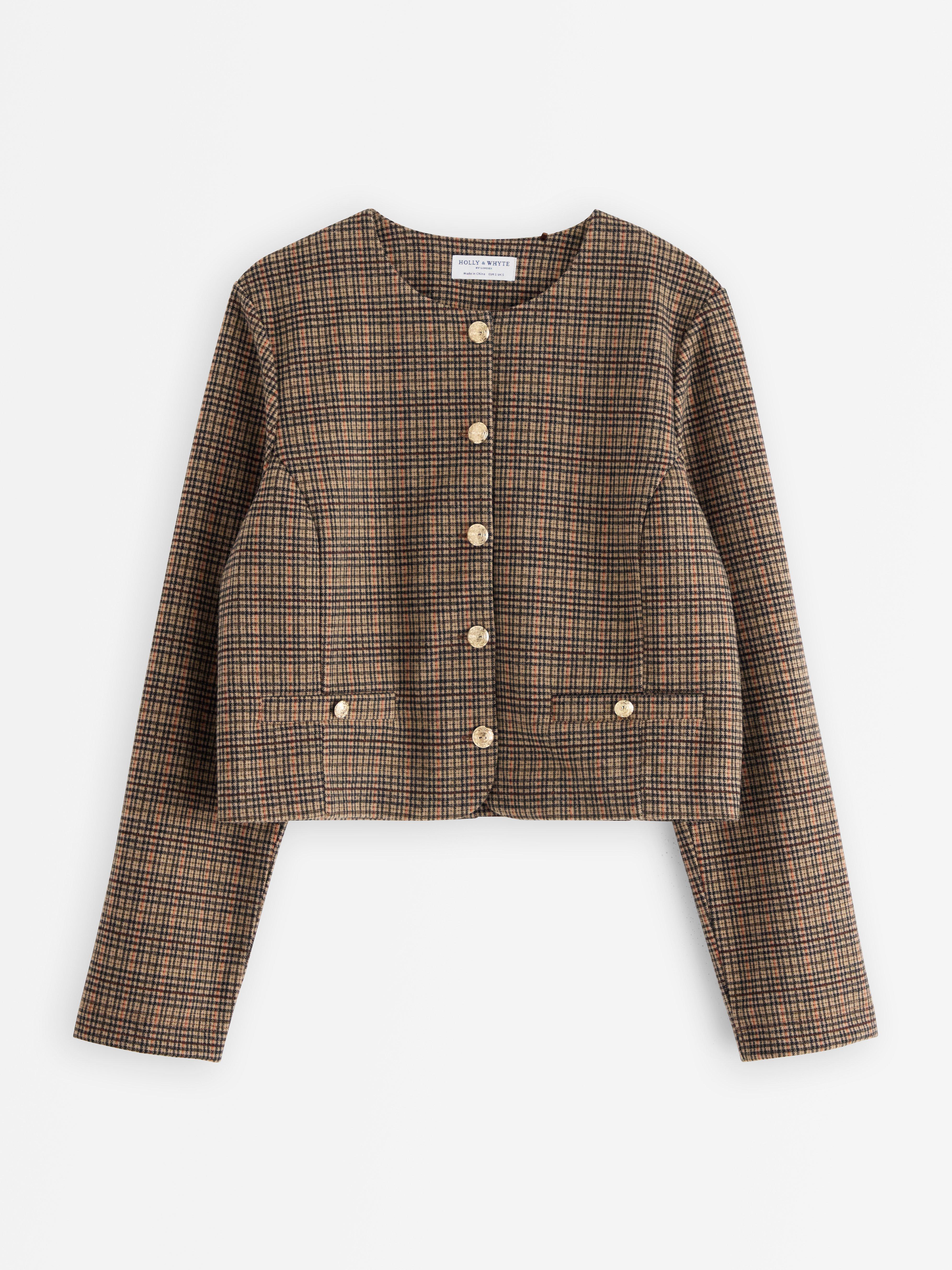 Chaqueta a cuadros beige