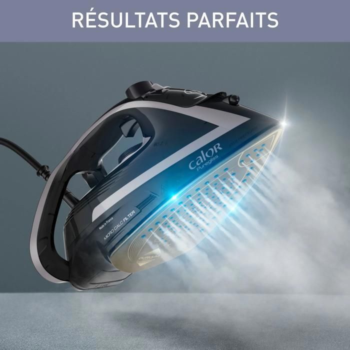 CALOR,  Fer à repasser vapeur PUREGLISS, 3000 W, débit vapeur 50g/min, Fonction pressing 280 g/min, Noir,  FV8062C0
