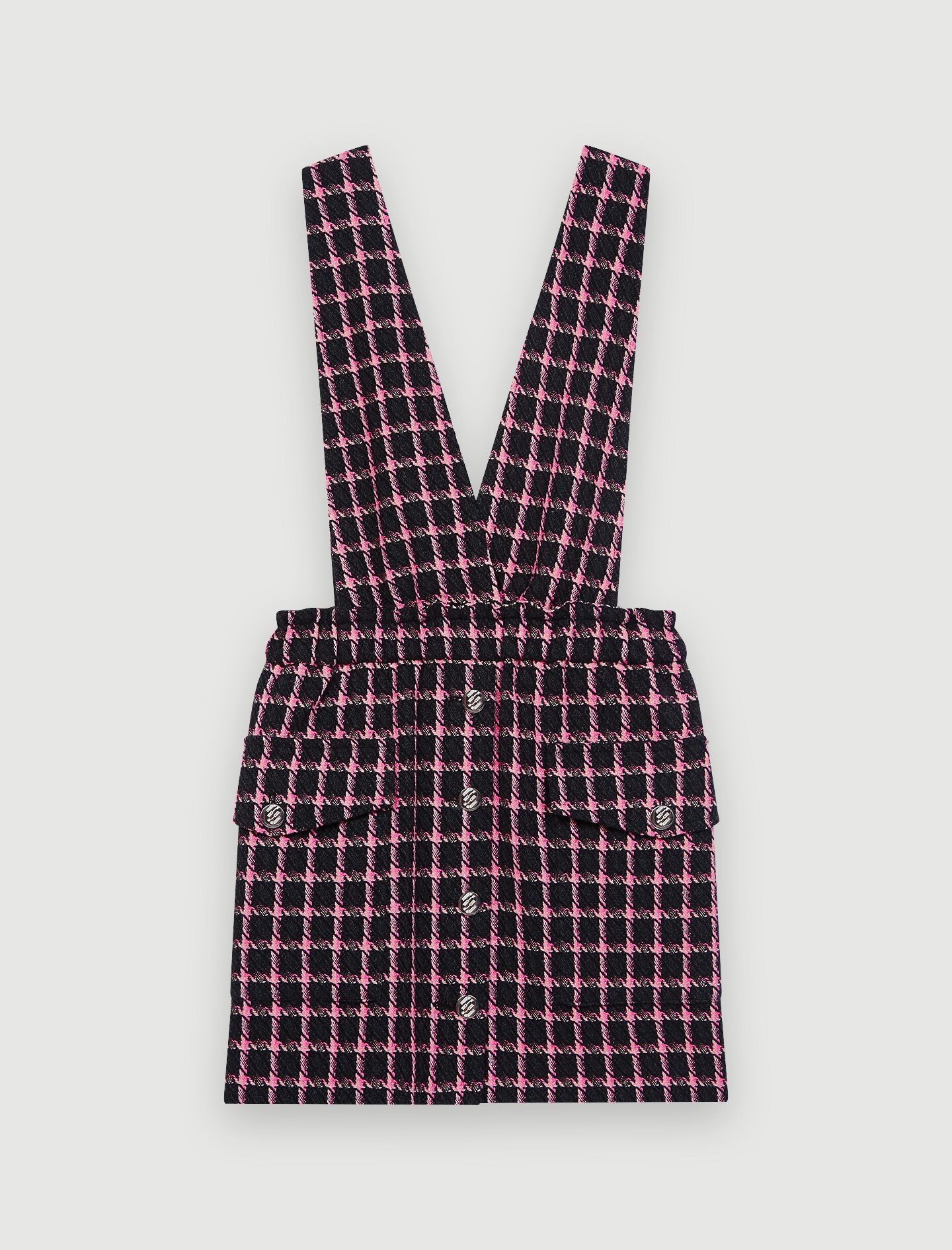 Rochie în carouri cu bretele - Fuchsia