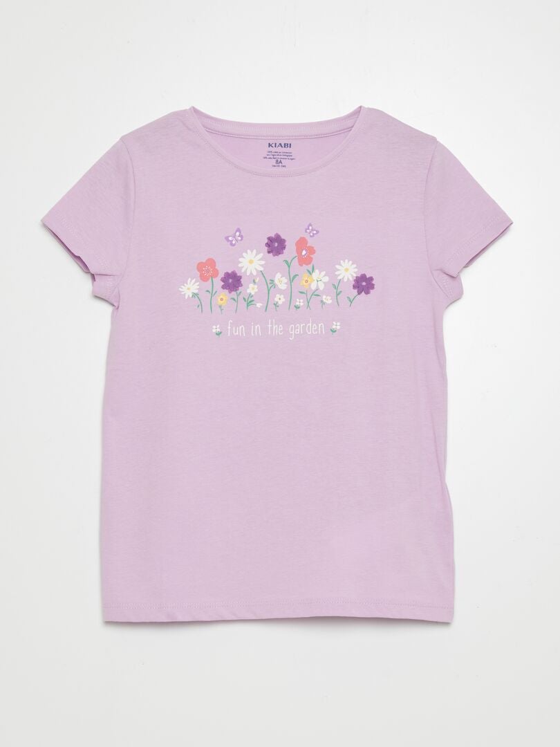 Camiseta de algodón de cuello redondo - MORADA