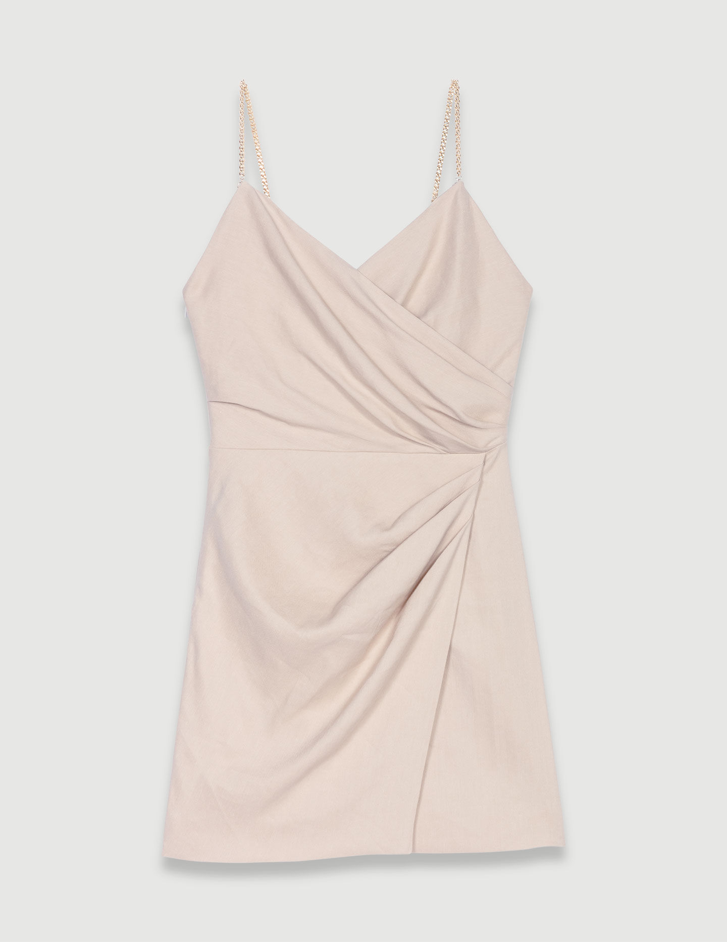 Lyhyt drapeerattu mekko - Beige