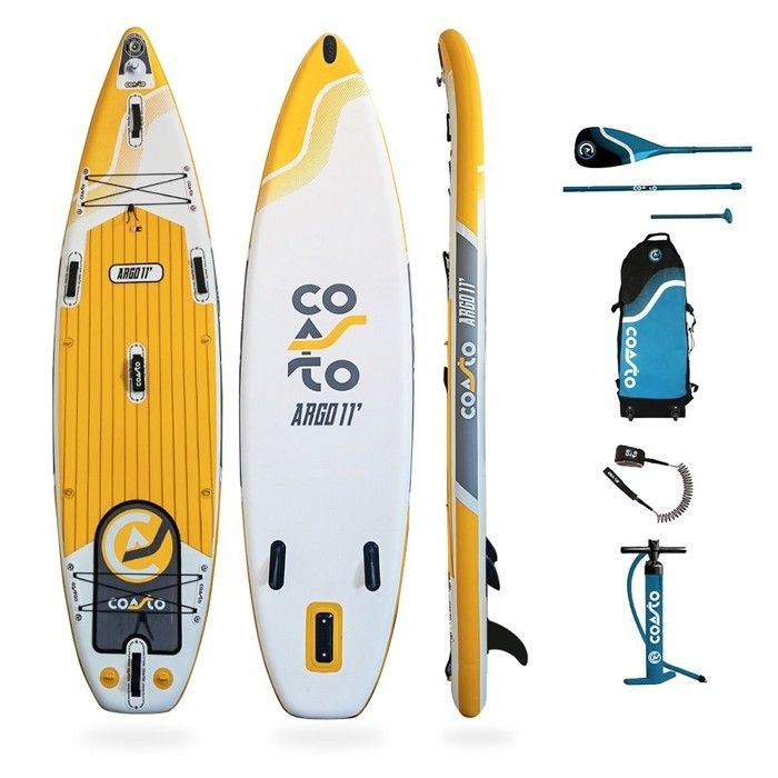 Stand Up Paddle COASTO Argo 11' - Jaune Gris - Gonflable - Touring - Drop Stitch Thermo Twin Skin