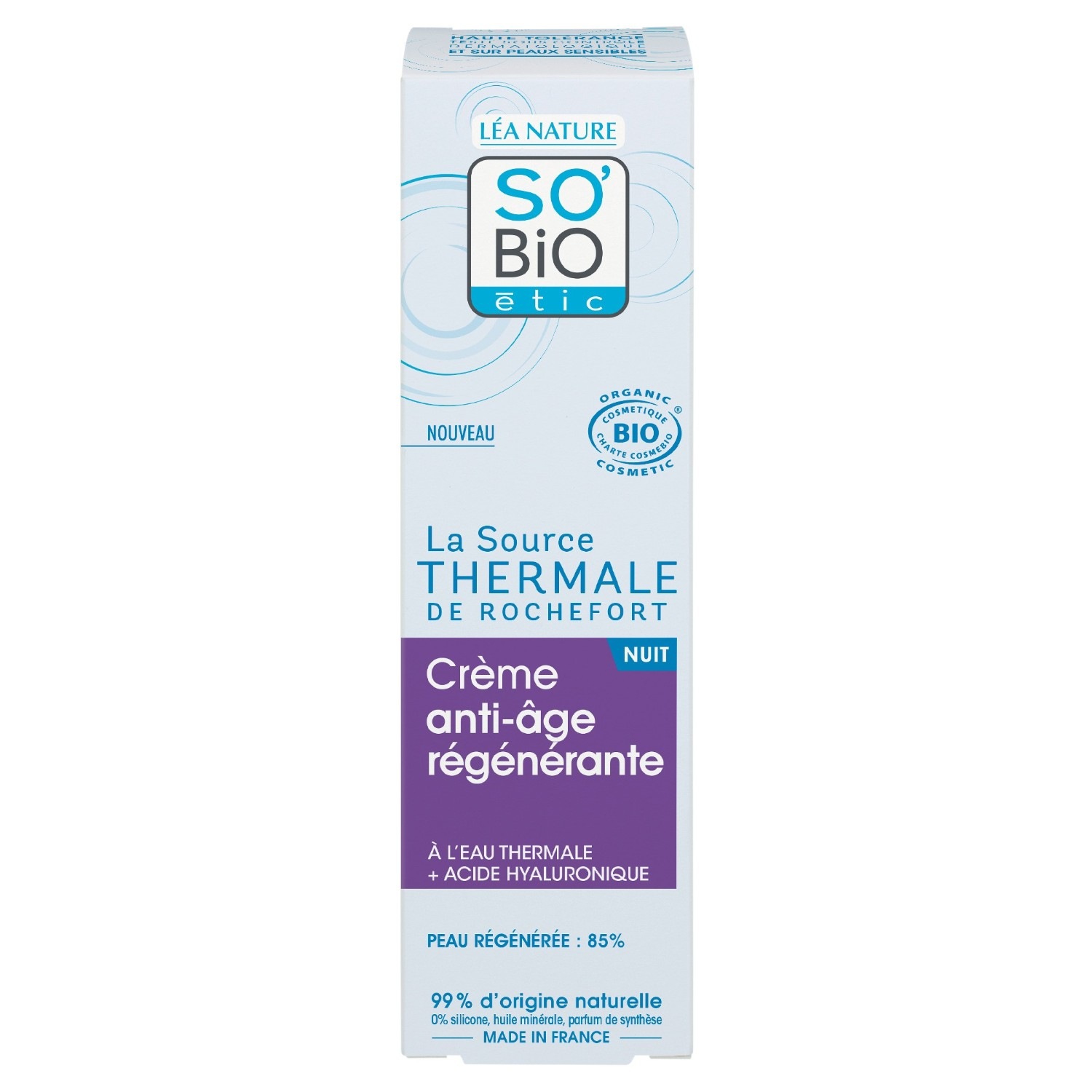 SO BiO étic Crème anti-âge régénérante nuit, haute tolérance - Eau thermale de Rochefort
