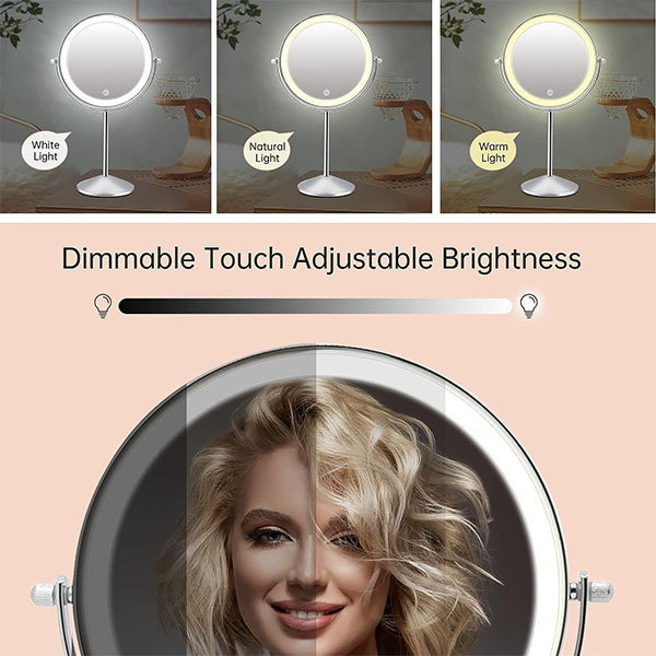 Oglindă de machiaj Fascinate cu LED și lumină 30x10cm RM299A_Crom