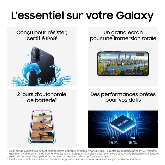 Smartphone SAMSUNG Galaxy A57 5G AI de 128 GB color lavanda - Versión francesa