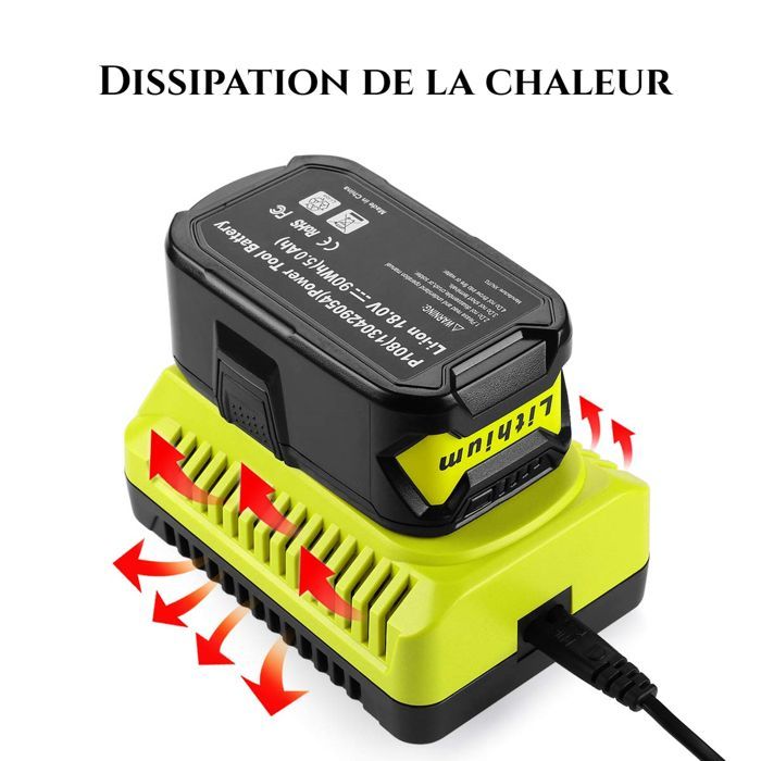 Cargador universal Ryobi - 12V-18V - Carga rápida - 3A - Múltiples protecciones