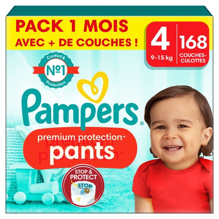Pampers Premium Protection Pants, Taille 4, 168 couches-culottes