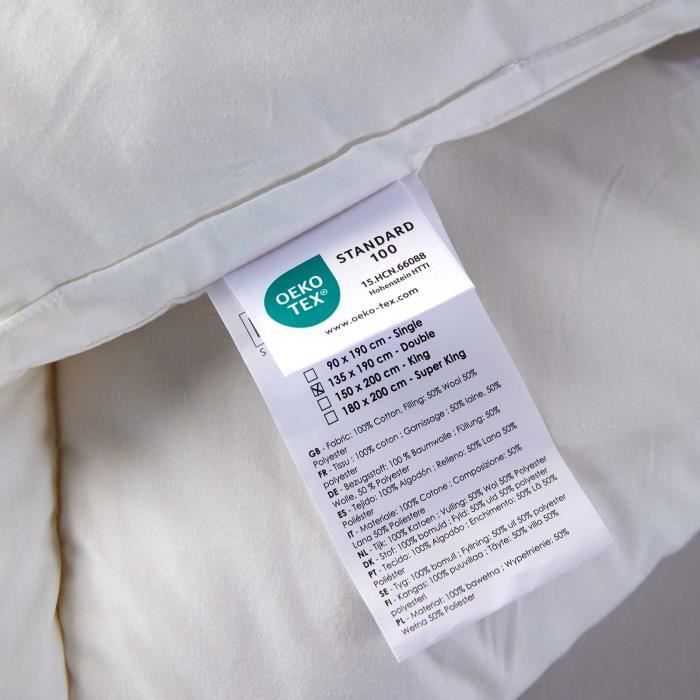 Cubrecolchón - HOMESCAPES - 180x200 cm - Lana merino - 800 g/m² - Hipoalergénico - Termorregulador