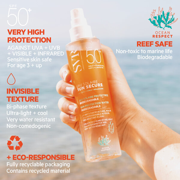 SVR SUN SECURE SPF 50+ sprej na obličej a tělo Oleo-Water, 200ml