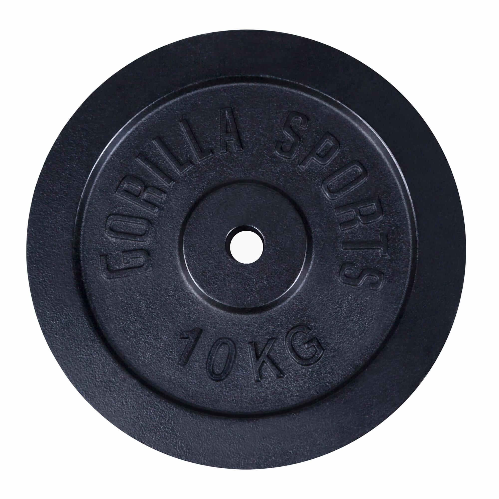 Gorilla Sports Hantelscheiben-Set aus massivem Eisen, 2x10 kg, 2x5 kg